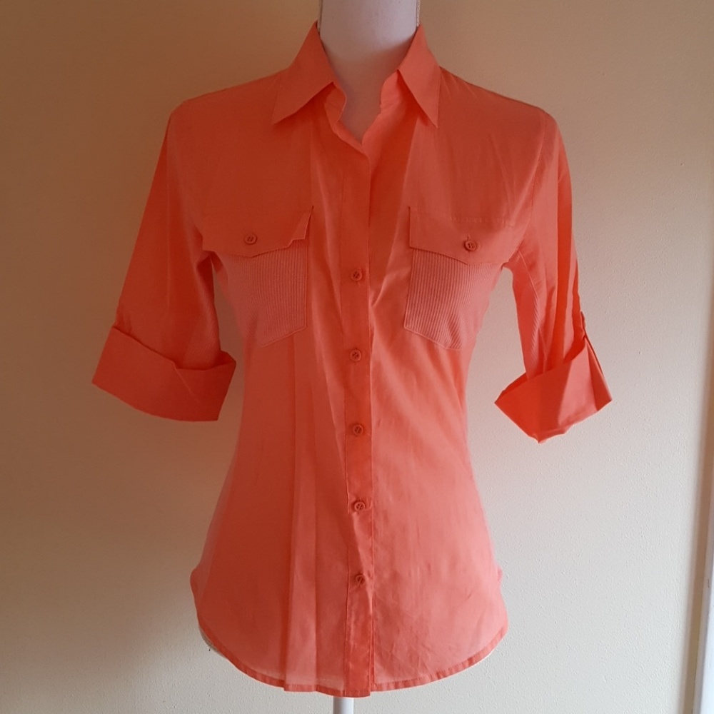 Cotton coral button up blouse